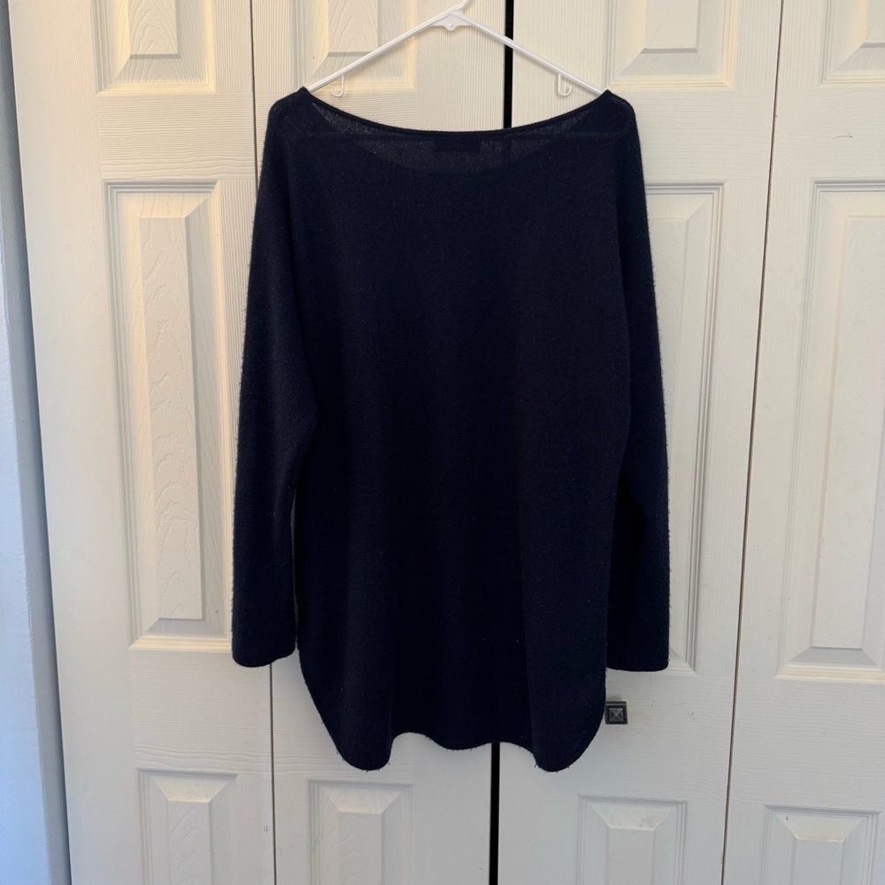 Women's Charter Club Cashmere Sweater High Low Hem, Navy, Size M - Picture 6 of 8
